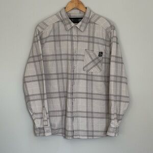 Men's Light Gray Plaid Long-Sleeve Button-Down Shirt